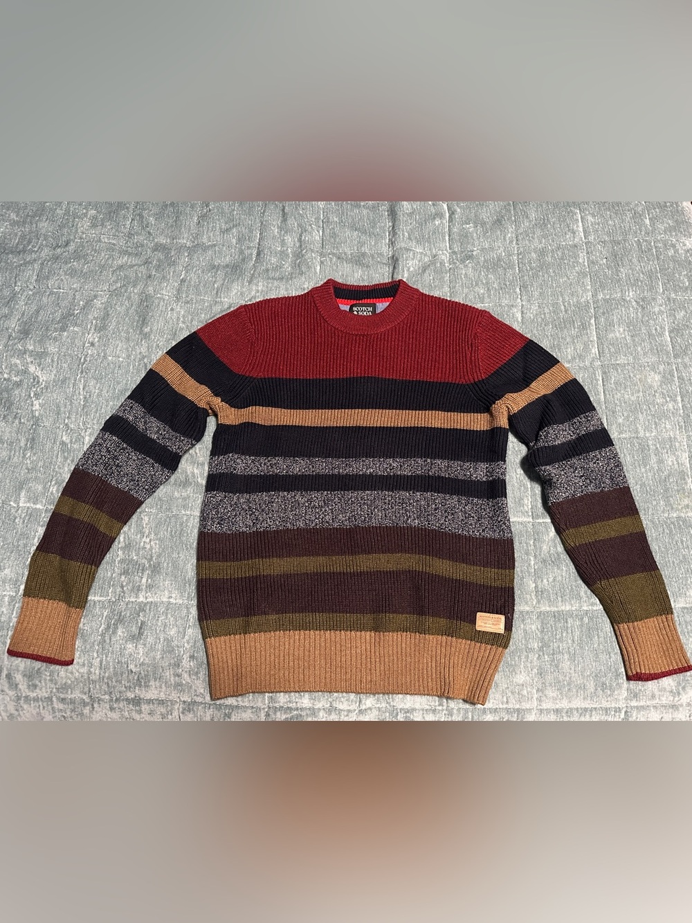 Men's Scotch & Soda Multi-Stripe Crewneck Sweater - Small